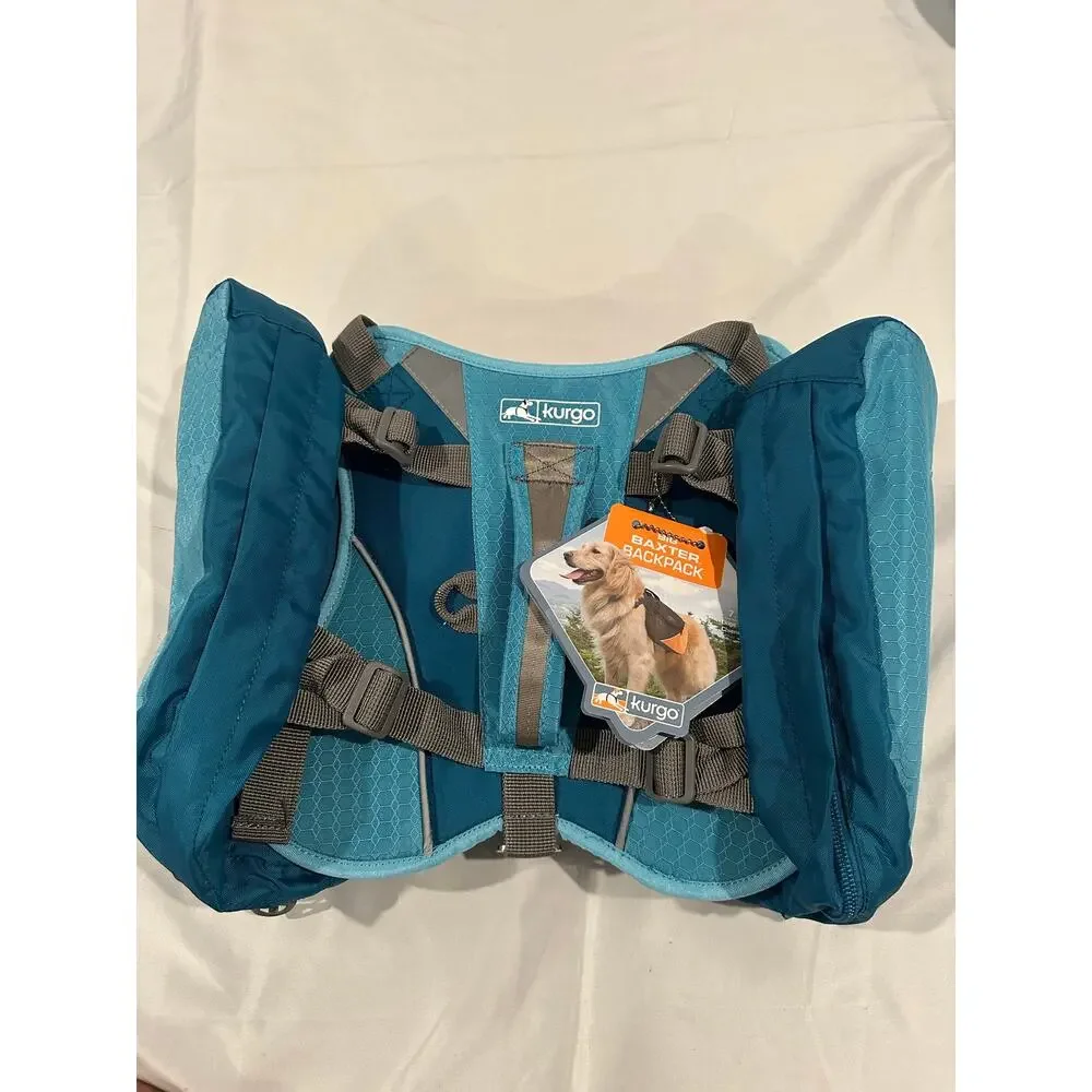 Kurgo Big Baxter Dog Backpack 7.5 Liter Blue Hiking Saddle Bag New With Tags